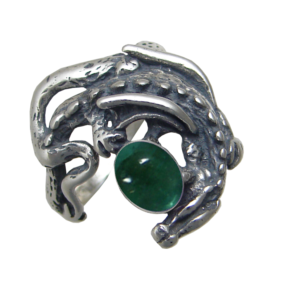 Sterling Silver Dragon of Protection Ring With Fluorite Size 10 Sterling Silver Dragon of Protection Ring With Fluorite Size 10